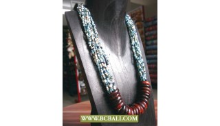 Mix Beading Fashion Necklace with Wooden rings